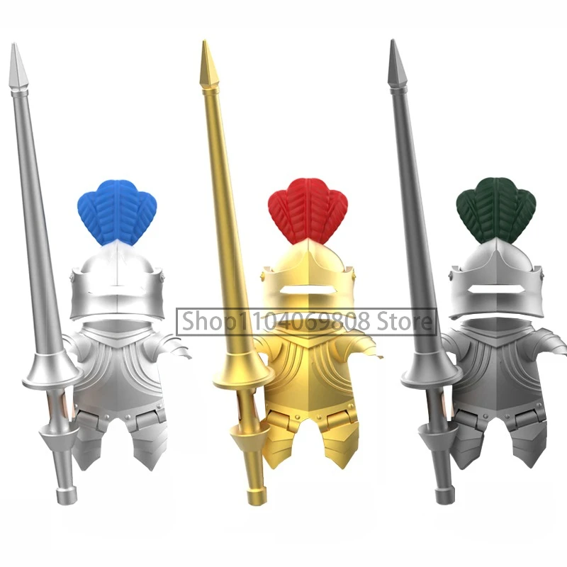 MOC – blocs de construction de figurines militaires médiévales, château, soldat de la milice, Dragon, casques de chevalier gothique, épées, bouclier, briques, jouets N06