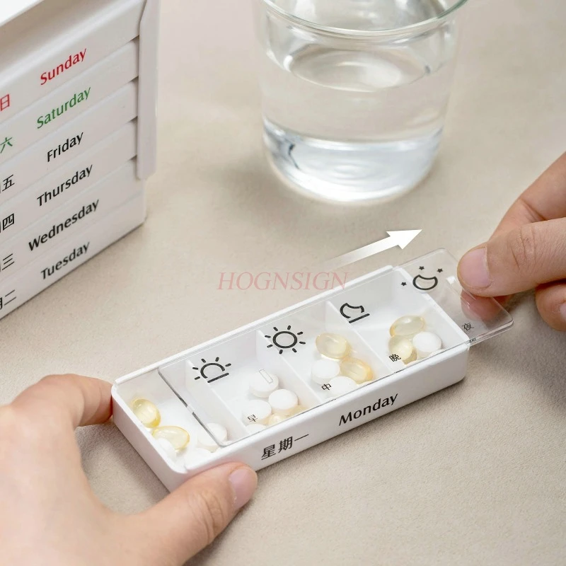 1set Portable one week medicine box, magnetic suction pill capsule packaging box, portable medication storage box