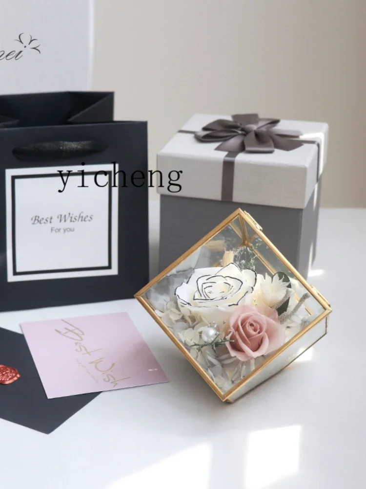 ZK Rose Decoration Rose Dried Bouquet Gift Box for Girlfriend Girlfriend Valentine's Day Gift