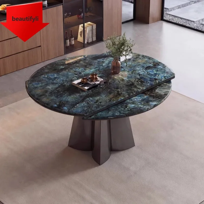 X188 Marble retractable square two-purpose dining table and chair combination luxury minimalist Dining Tables Dining Room Furnit