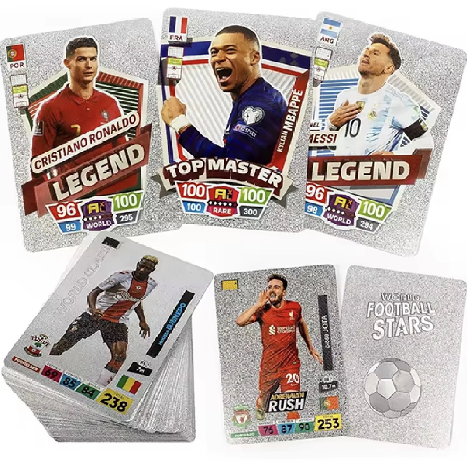 40-55Pcs World Football Stars Silver Foil Card Contains 55 of The World's Greatest Soccer Stars Collection Card Great Gift