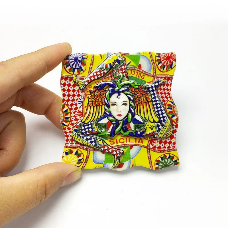 

Italy Sicily Trinacria Medusa 3D Resin Fridge Magnet, Cute Magnets for Fridge, Home Decor Items, Refrigerator Magnets Souvenir