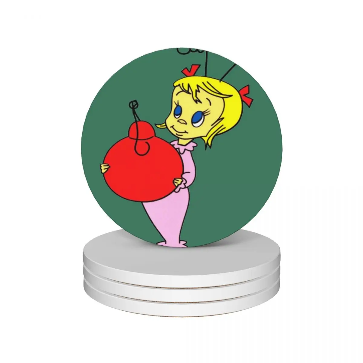 

Cindy Lou Who Ceramic Coasters (Set of 4) tile for the kitchen accessories tea cup holders Cup mat Coasters