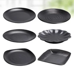 Melamine Tableware, Barbecue Plate, Black Round Plastic Dinner Plate, Restaurant Tableware, Sushi Plate, Cake, Dessert Plate