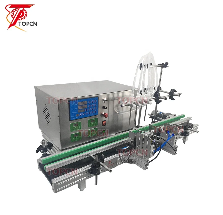 Table Top Desktop Automatic Liquid Filling Machine 4 6 Heads  with Conveyor Belt For Perfume Filling Machine Water Filler