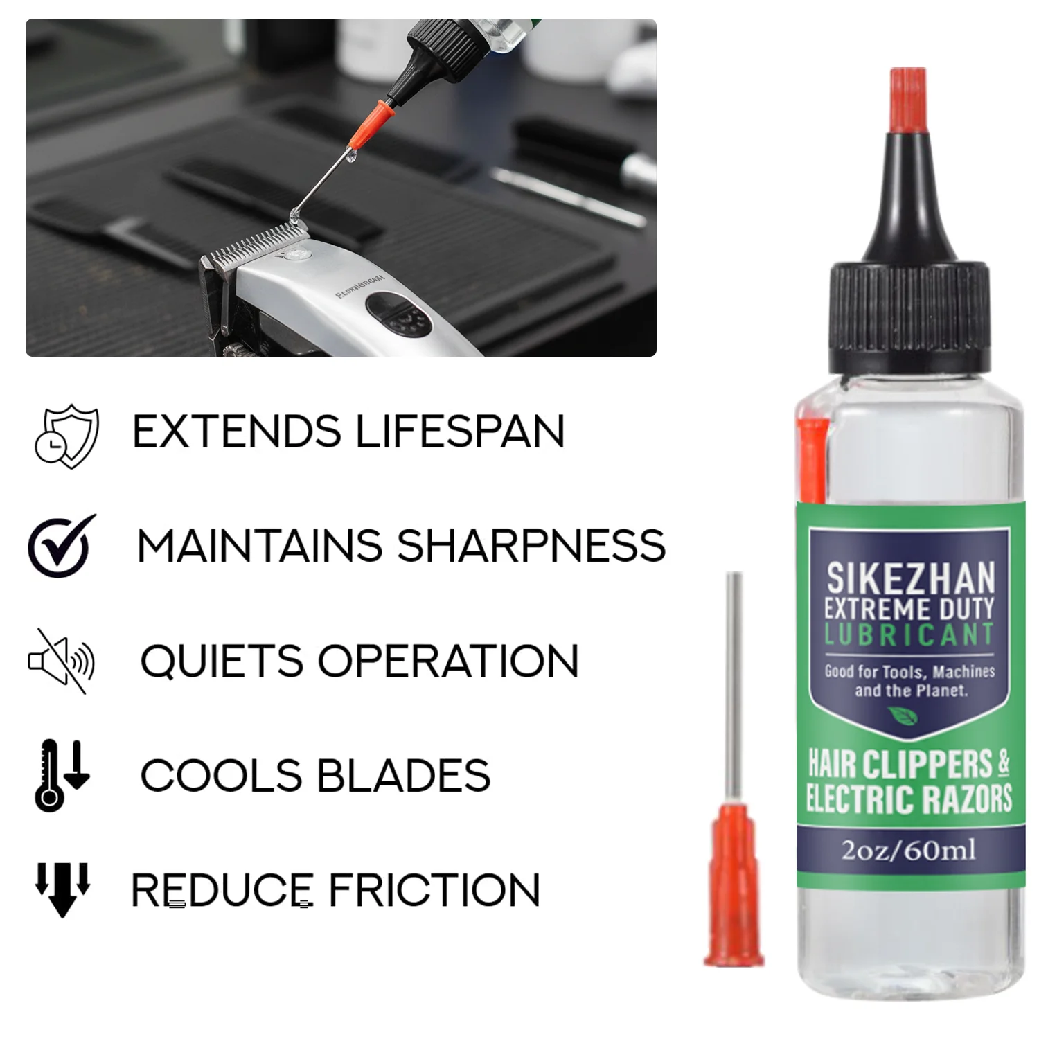 Extreme Duty Clipper Lubricant Oi –Eco-Friendly Blade Conditioner for Hair Clippers and Electric Shavers, Smooth & Long-Lasting