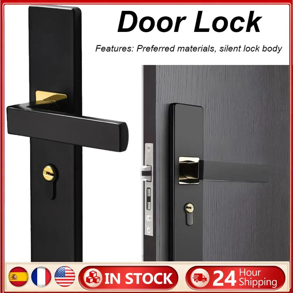 

Metal Door Security Lock Split Handle Door Handle Lock with Keys Security Entrance Door Knobs Lock for Interior Wood Door