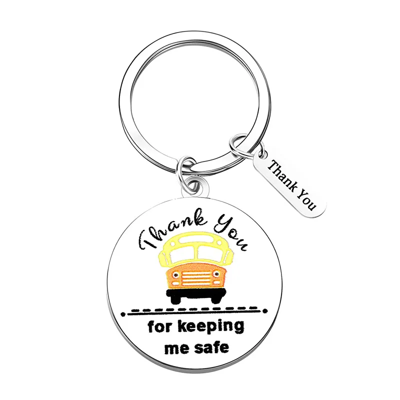 For Keeping Me Safe School Bus Driver Thank-you Gift Stainless Steel Keychain Thanksgiving Thank-you Gift