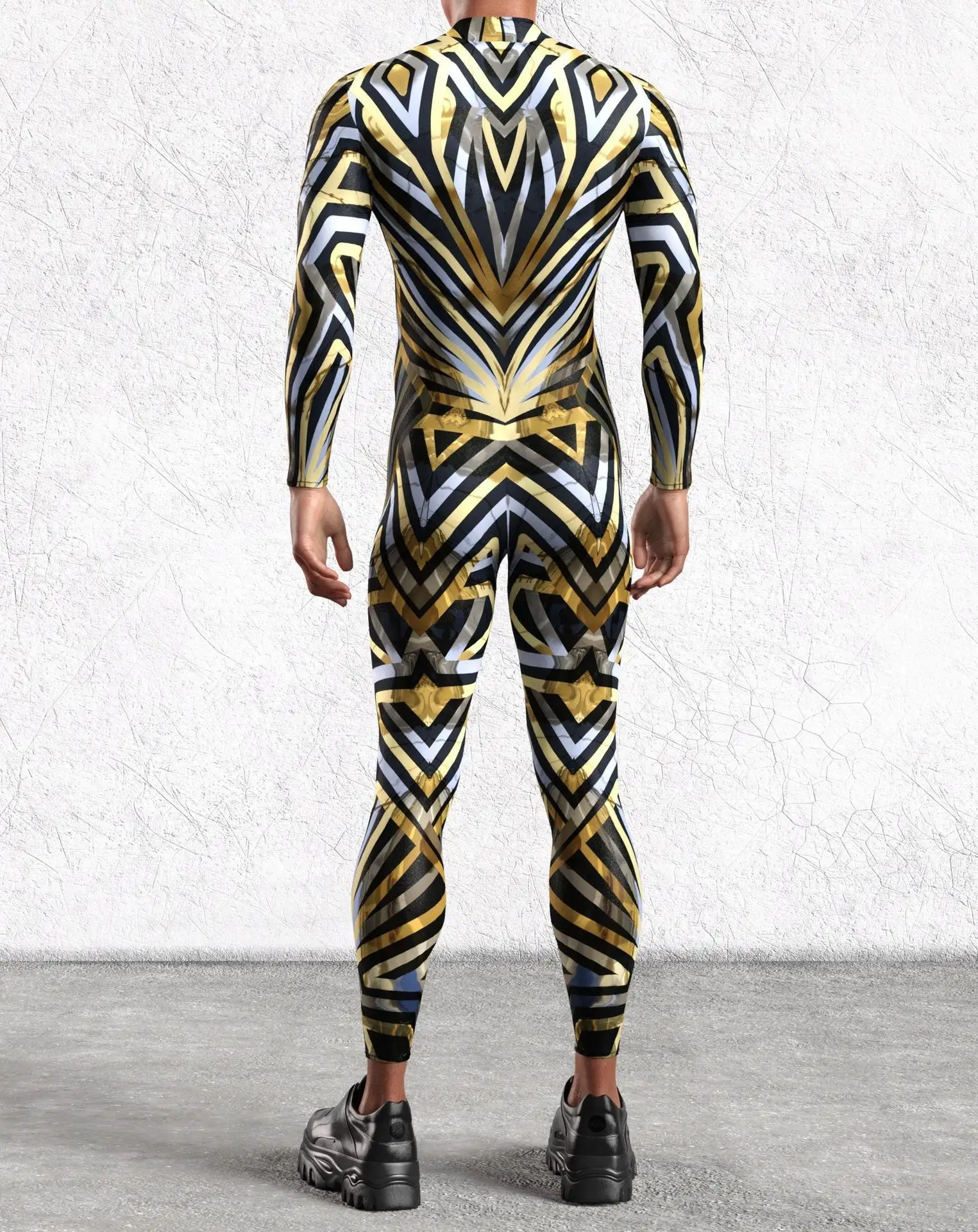 Herren Sexy Bunter Print Bodysuit Punk Morphsuit Halloween Roboter Zentai Anzug Feiertagsparty Jumpsuit Rave Cosplay Kostüm – Detail 7