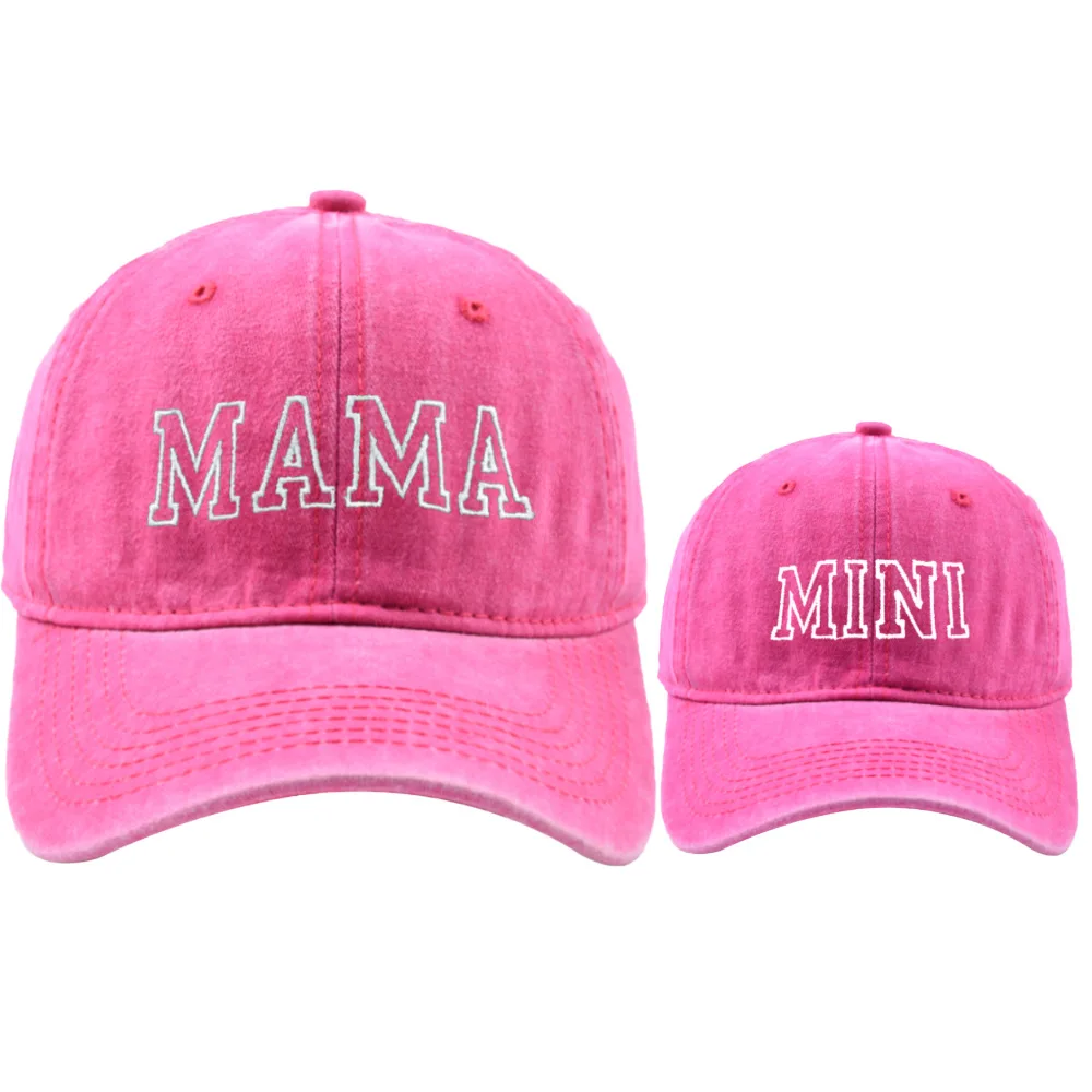 New Parent Child Hat Cute MAMA MINI Embroidered Baseball Hats for Women Girl Fashion Outdoor Sunscreen Hat Kids Casual Sport Cap