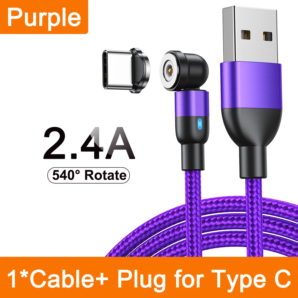 AUFU 540 Draaien Magnetische Type C Kabel 3 in 1 Snelle Oplaadkabel Voor iPhone Xiaomi Samsung Huawei Micro USB magneet Charge Wire