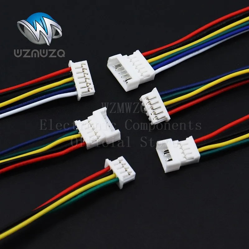 10PCS Jst Wire Cable Connector JST 1.25mm Micro Male Female Connector Jack Plug Connectors 15CM 2P 3P 4P 5P 6Pin 15CM 150MM