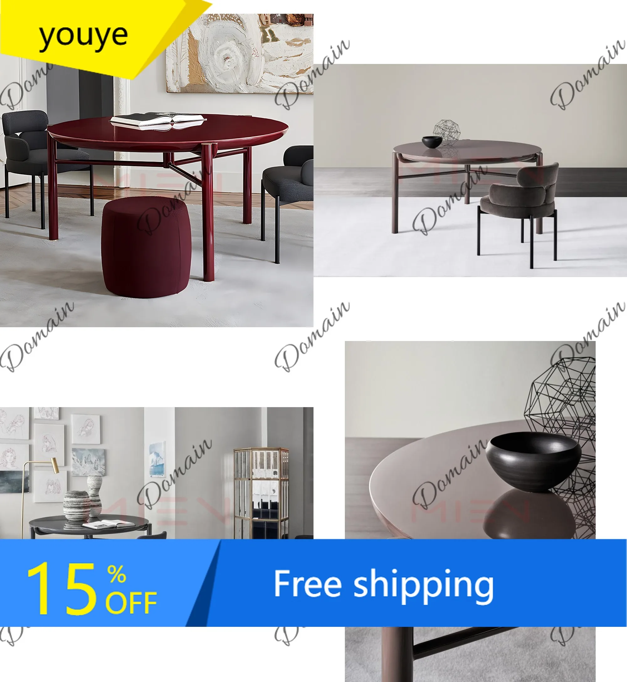 Cv Round Dining Table Minimalist Light Luxury Living Room Famous Hotel Large Round Table Villa Simple Dining Table