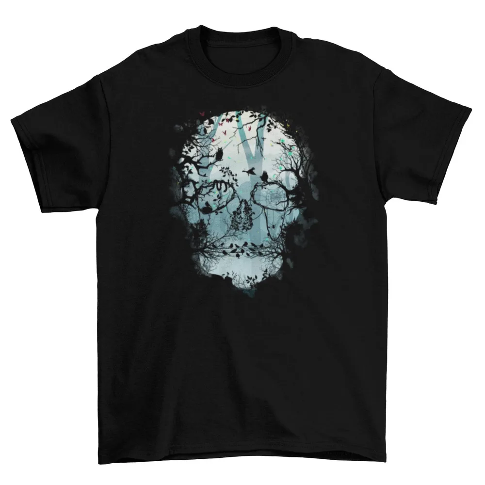 Dark Skull Forest T-Shirt Unisex Horror Scary Enchanted Birds Halloween NewAnime Costume Y2K Top  Summer