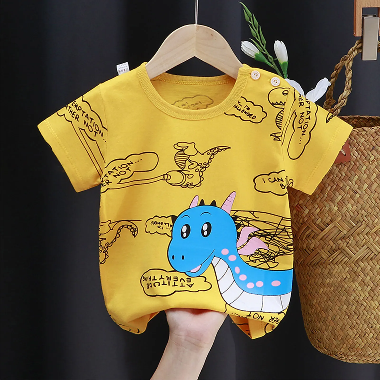 Baby Cotton T-shirts Cute Kids Print T Shirt Boys Girls Children Summer Short Sleeve Tops Infant Clothing