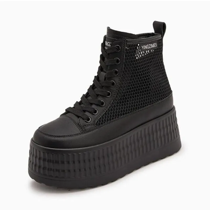 New Summer Women's Cool Boots 2026 Fashion Breathable Mesh Shoes High Flats Platform Ladies Ankle Boot Women Trend Chunky Shoes