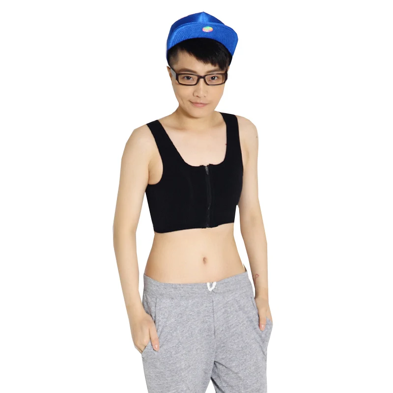 HaleyChan Nữ Không Đường May Tomboy Xuyên Đồng Tính Nữ Phẳng Co Dãn Đàn Hồi Ban Nhạc Khóa Kéo Lên Ngực Chất Kết Dính Bể Áo Liên Kết Quả Giá