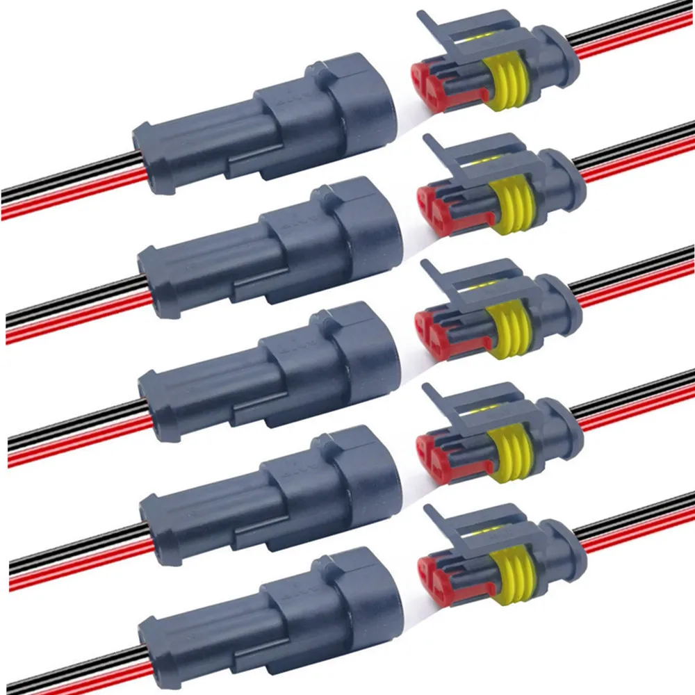 1/2/3/4 Pin Waterproof Connector, Electrical Terminal Quick Connector, 10Pcs/ 5Sets, With Wire, Suitable For Cars, Ships, Etc.