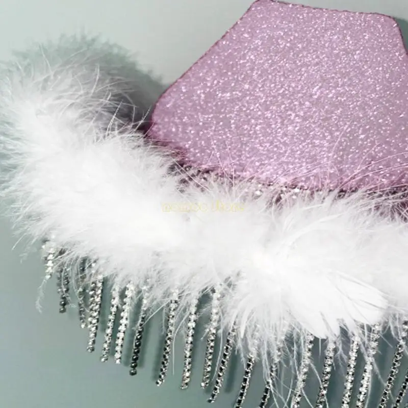 31BFスパンコールラインストーンタッセルカウボーイハットウェディングカウガールハットシーサイドハットフェザーブリムウエスタンエレガントドレスアクセサリー