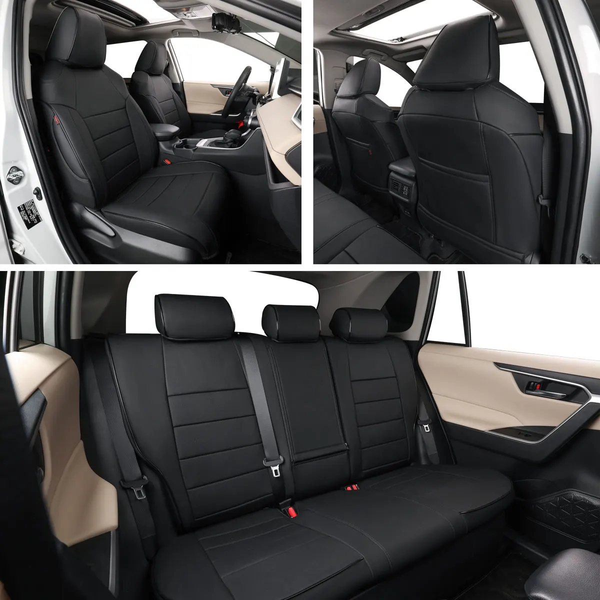 EKR Rav4 Car Seat Covers Custom Fit for Toyota Rav4 (Gas/Hybrid) 2019-2025 LE/XLE Premium/Limited Full Set Leather Car Seat Cover for SUV