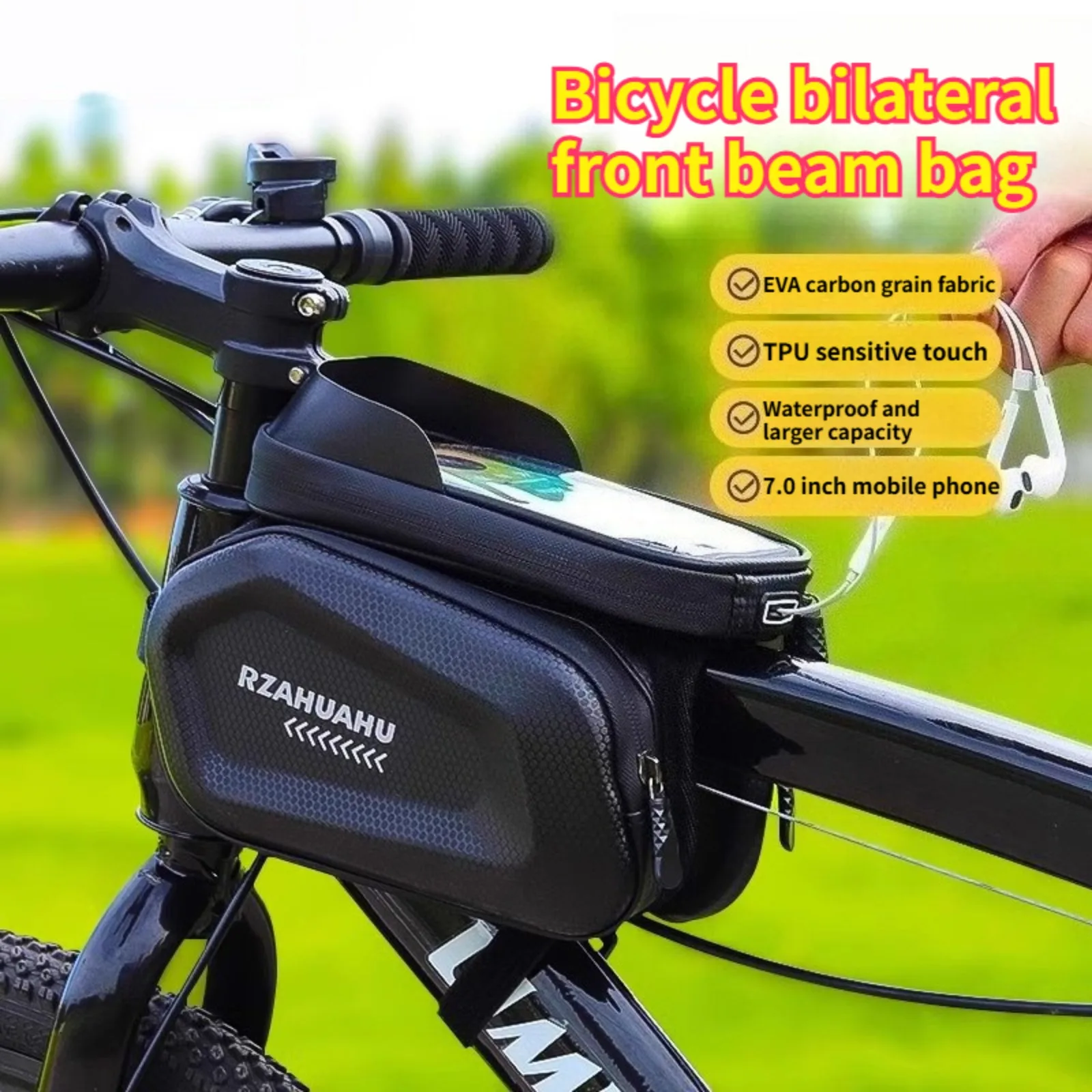 

Cycling Bike Frame Bag 2L Large Capacity Hard EVA Waterproof Touch Screen Cell Phone Storage for Mountain Road Bike