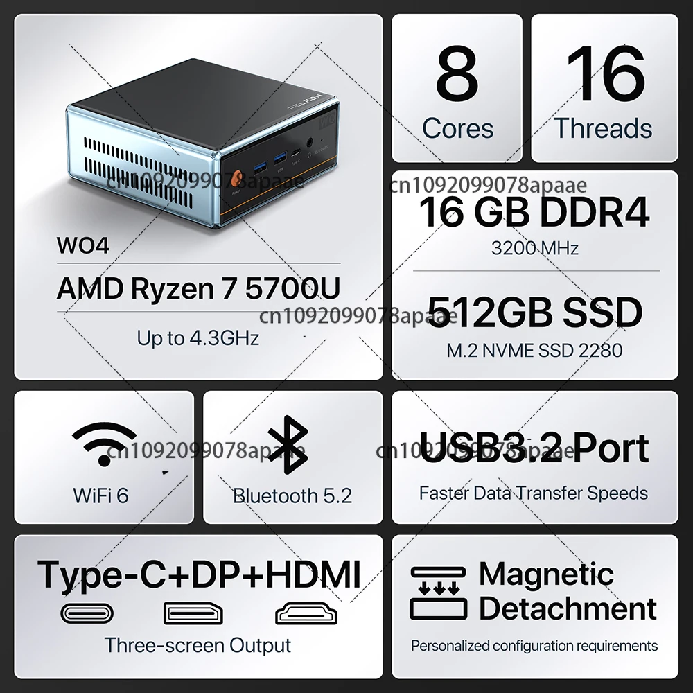 كمبيوتر صغير أصلي جديد AMD Ryzen 7 5700U Wifi 6.0 BT5.2 للألعاب R7 5700U DDR4 16GB 512GB SSD كمبيوتر صغير محمول لنظام التشغيل Windows 11 Pro #3