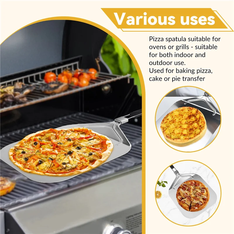 

【Popular】Folding Aluminum Pizza Peel For Pizza Stone,Professional Home Use Pizza Shovel For Baking Pizza And Cake On Oven & Gril