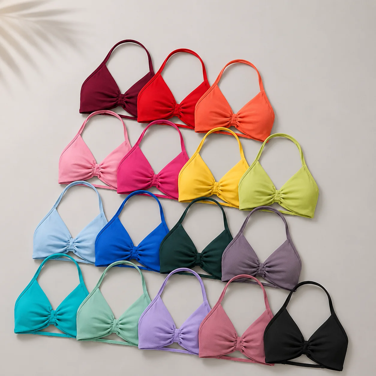 Seamless Yoga Bra for Women Halter Neck Bow Detail Padded Sports Bra Soft Elastic Gym Workout Bralette Top