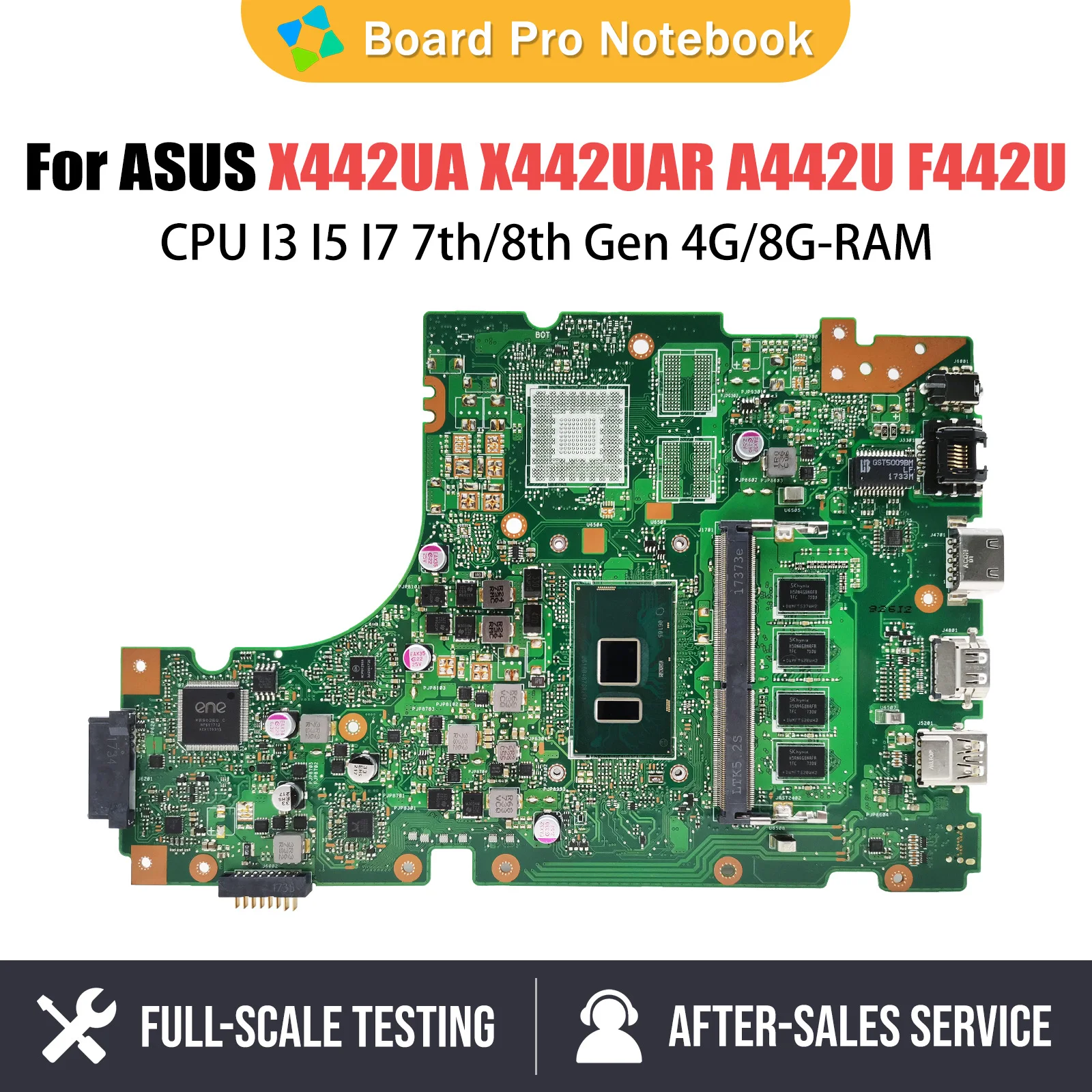 X442UA Motherboard For Asus X442UQ X442UN A442U X442UF X442UR F442U A480U X442UAR Mainboard i5 CPU 4G RAM