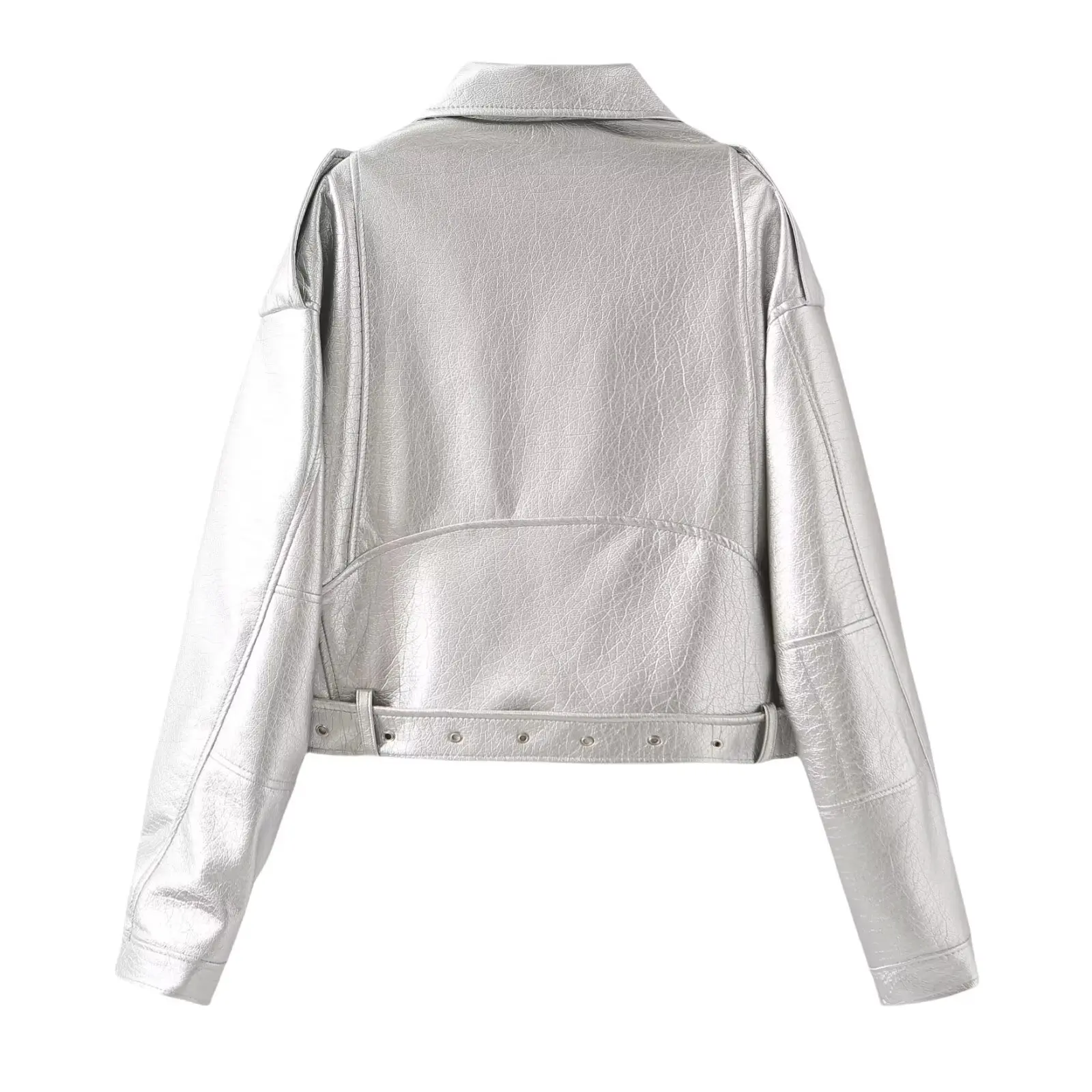 Cappotto ort da donna Jaet in pelle da motociclista Faionable Autunno New Sle JNLEAOG French Sle Loose Fit con cerniera in poliestere