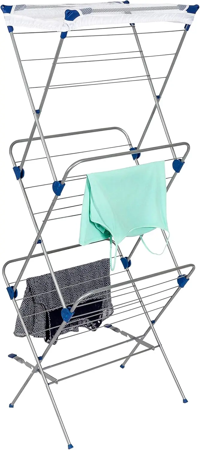 DRY-01105 3-Tier Mesh Top Premium 60-Inch Drying Rack, Silver