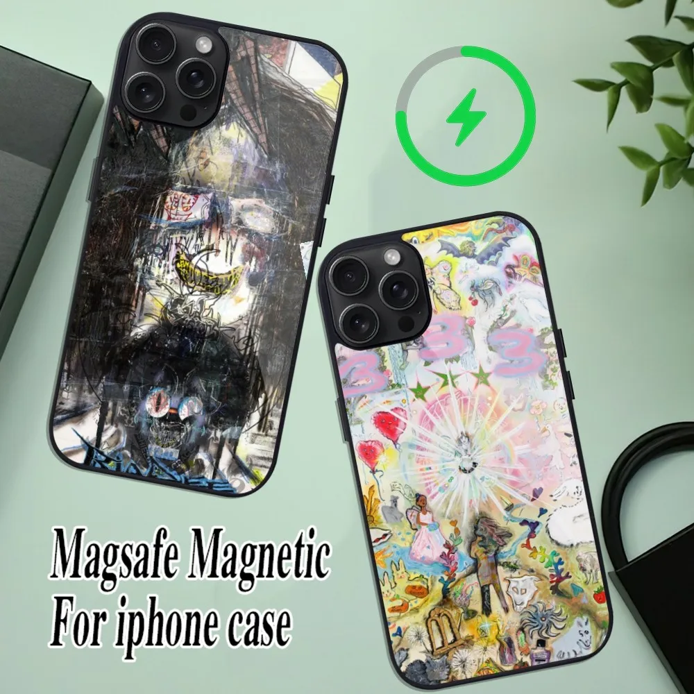 Bladee 333 Drain Gang IceDancer Phone Case For iPhone 11 Mini 12 13 Max 14 Plus 15 Pro Magesafe Magnetic Shell