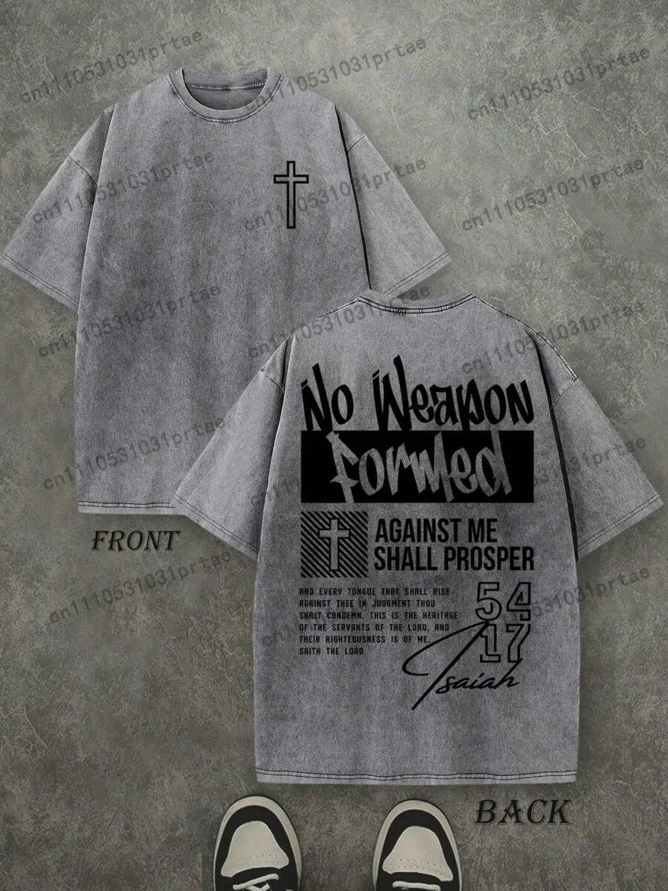 Men'S Christian Faith T-Shirt Featuring The Scripture 'Whoever Attacks Me Shall Not Prevail' Along with a Cross Design Red