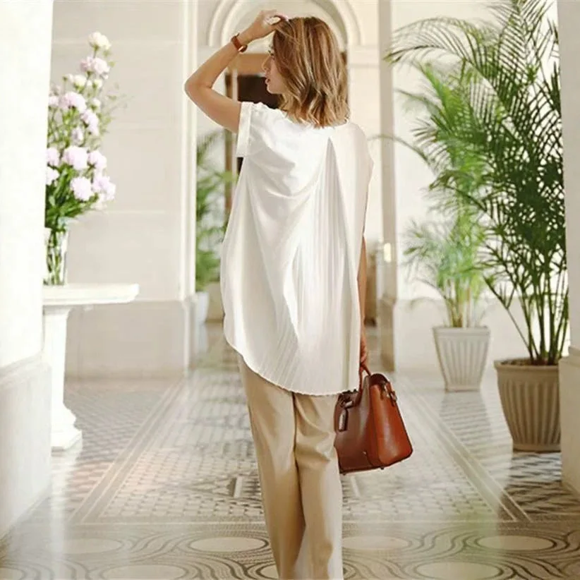 2026 New Women's Short-Sleeve Chiffon Blouse, Skin-Friendly Breathable Casual Shirt