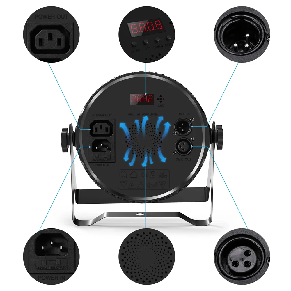 Yiflamefly luz Par 4 en 1 RGBW 7 LED efecto de escenario, DMX512, sonido maestro-esclavo activo con Control remoto para barra KTV