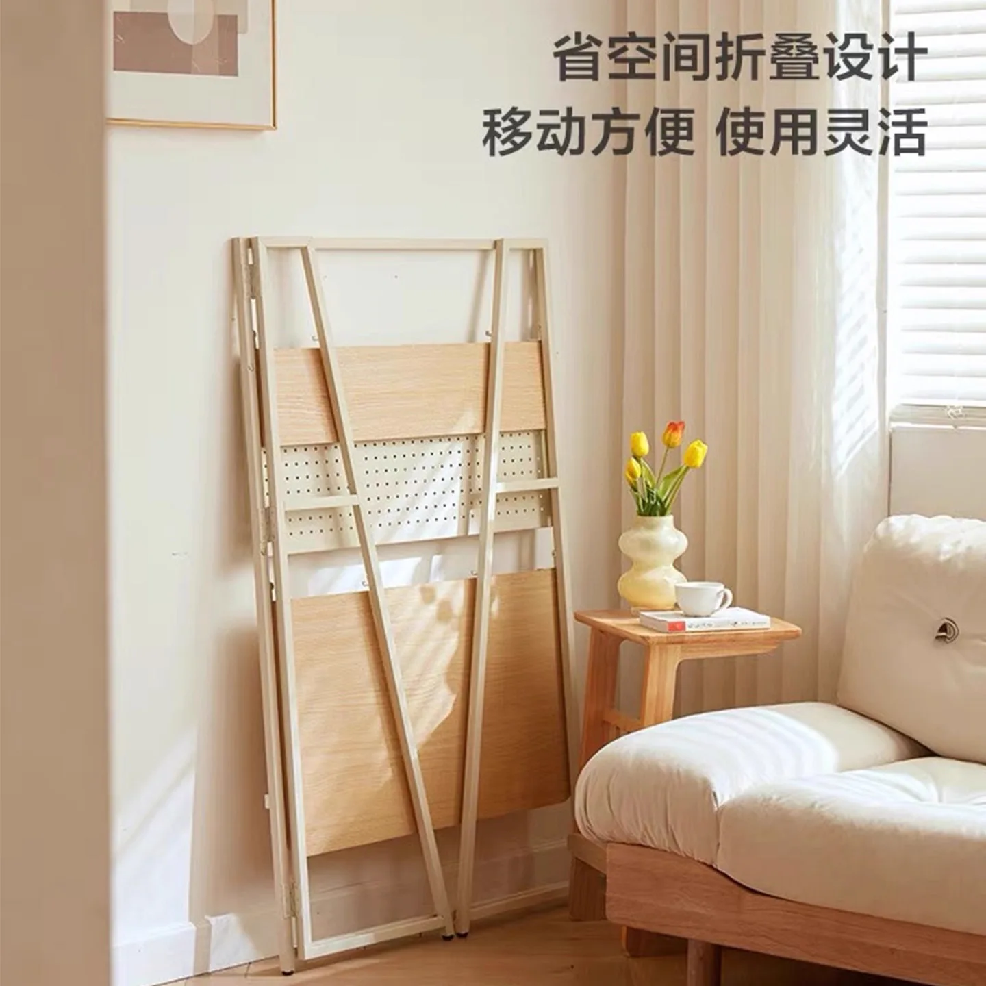 Installation-free folding desk Small apartment household computer  Bedroom bedside table Simple rental house Learning hole board