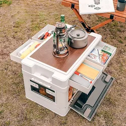 Outdoor Camping Storage Box Multi-function Folding Side Opening Trunk Portable Large Capacity Tourist Table Car Accessories