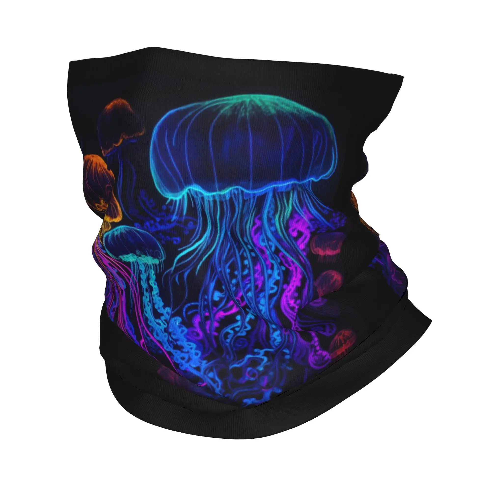 

Trippy Blacklight Style Jellyfish Bandana Neck Gaiter Printed Wrap Scarf Multifunction Headband Outdoor Sports Unisex Adult