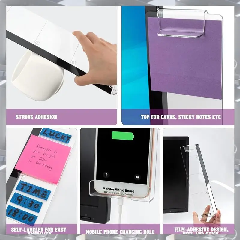Hot Selling-Transparent Display Side Panel Transparent Computer Message Board Side Sticky Note Clip,Transparent Display Side Pan