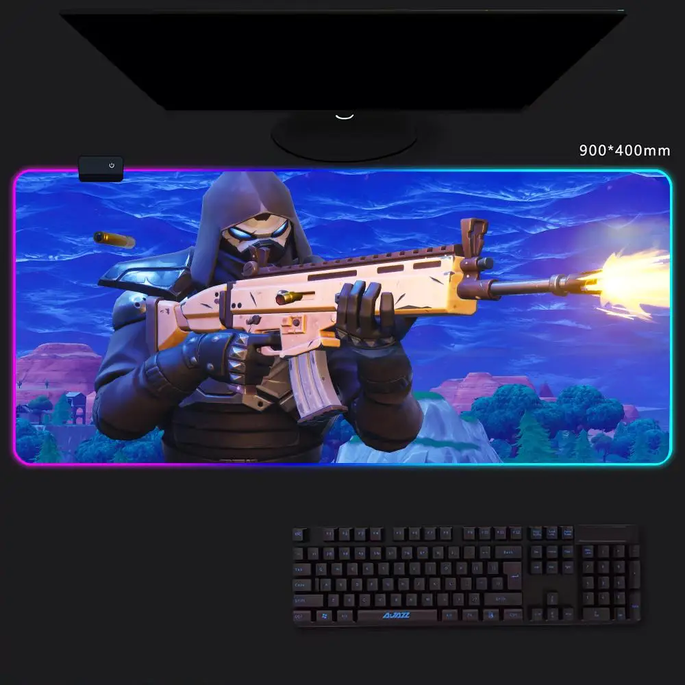F-Fortnites Mouse Pad Game Player RGB Pc Gamer Boys like PS5 Keyboard LED Glowing mause pad Mats Rubber