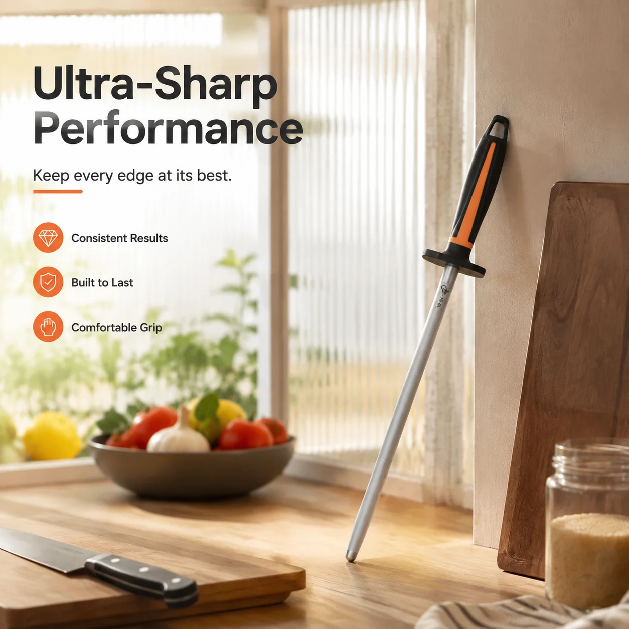 Professional Knife Sharpening Rod & Steel Stick, High Efficiency Kitchen Sharpener For Home,  Fast Sharpening Tool
