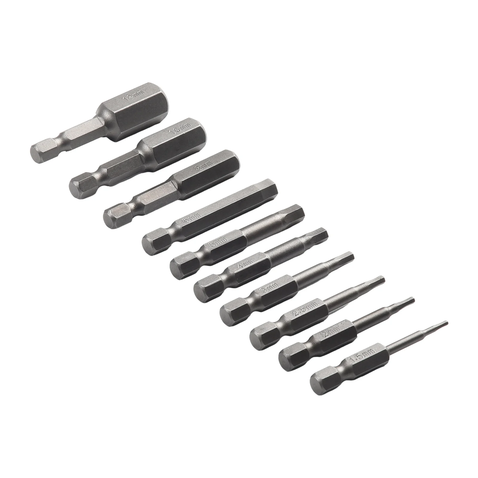 10 pçs 1/4 hex shank cabeça magnética chave de fenda 50mm H1.5-H12 liga de aço chave de fenda magnética bits se encaixa mão broca elétrica