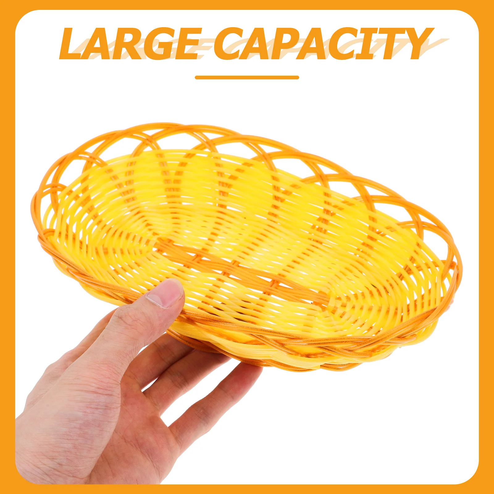 

Imitation Rattan Woven Storage Basket For Fruit Snacks Bread Food Holder Kitchen Living Room Decorative Sundries Organizer