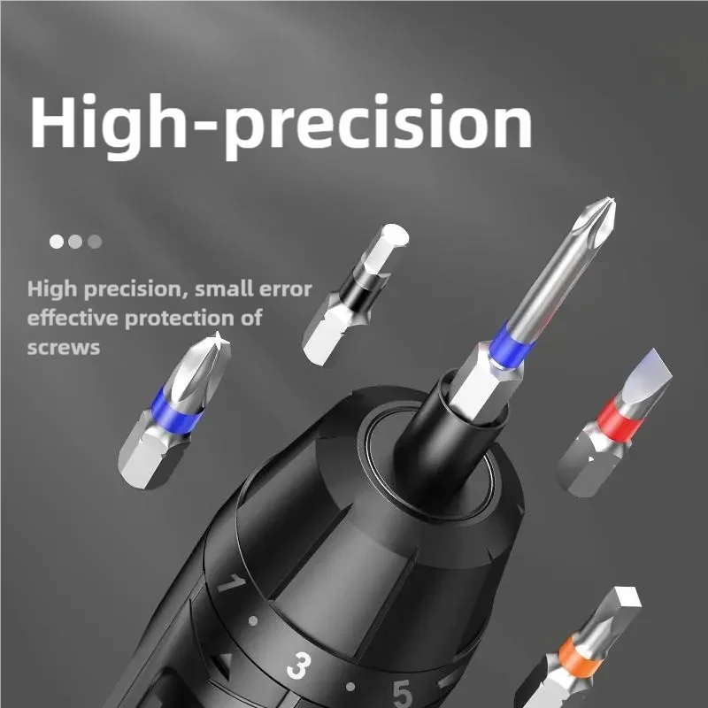 6-Gear Wireless Electric Screwdriver 2pcs Bits Set with USB Rechargeable Multifunctional Disassembly Torque Repair Tool