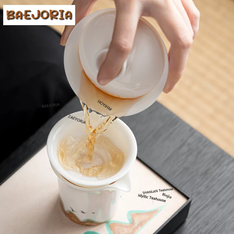 Mutton Fat Jade Porcelain Tea Separator Infusor Elegant Tea Strainer Dispenser Tea Brewing Tea Filter Tea Services Ornaments