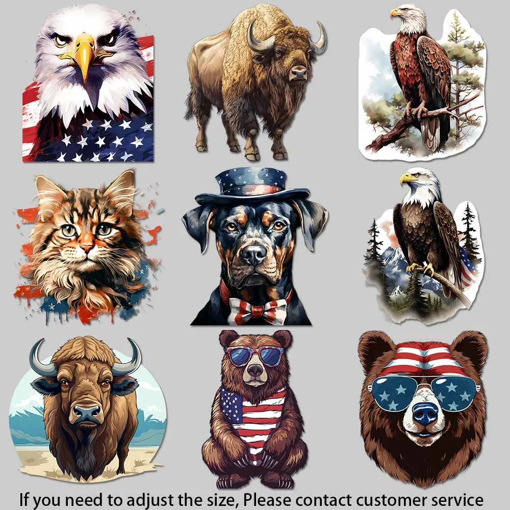American Spirit Animal Designs Patriotic Wildlife Illustrations Iron on Picture on Clothes Quick - drying Heat Transfer