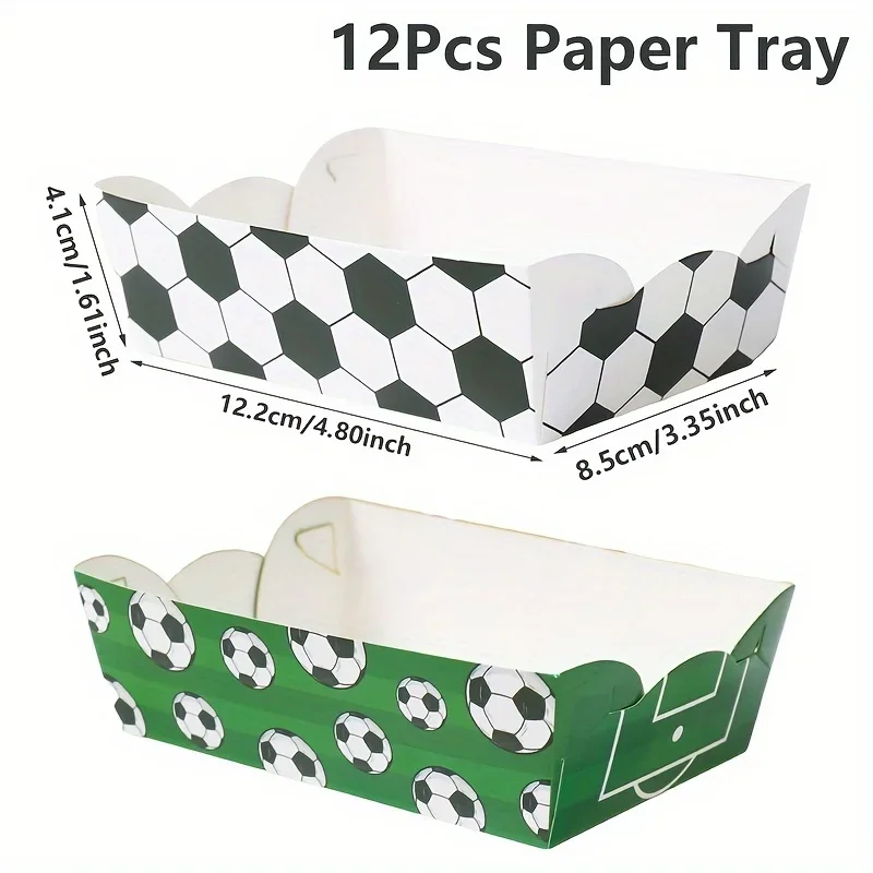 12 plateaux à collation en papier sur le thème du football, décoration de fête d'anniversaire sur le thème du football, fournitures pour fête d'anniversaire sur le thème du football, décoration de baby shower