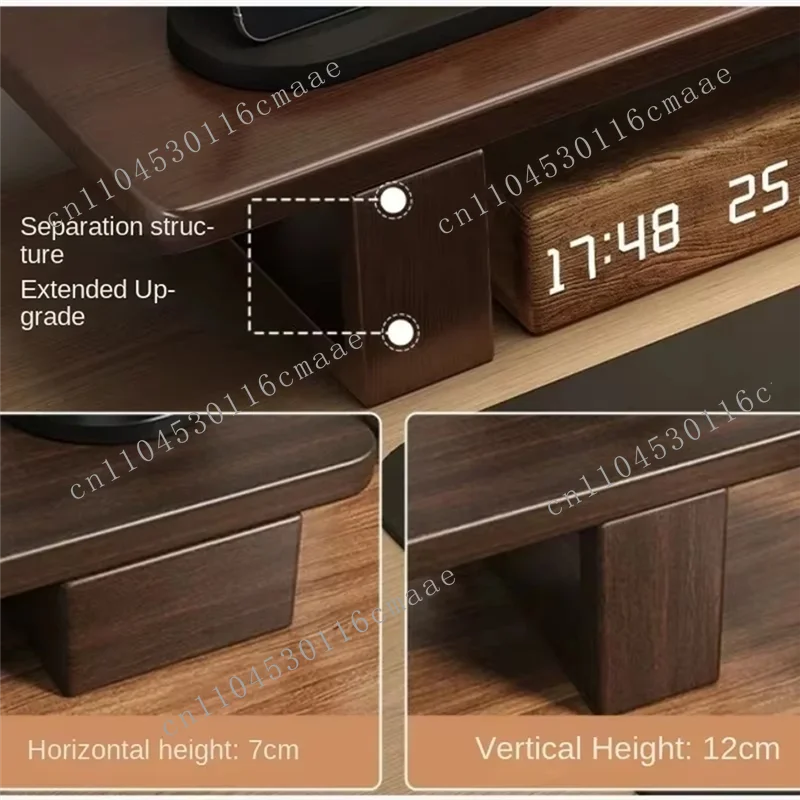 Brand New Computer Stand - Rubber Wood Desktop Base, Black Walnut Veneer
