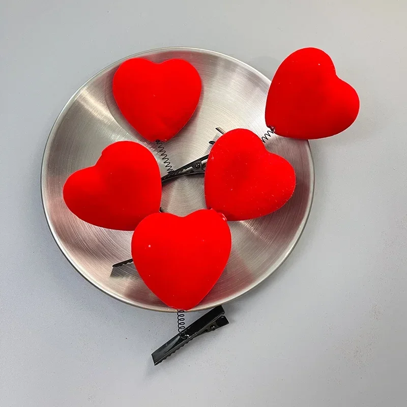 Pinza para el pelo de dibujos animados para bodas, pinzas para el pelo en forma de corazón de felpa 3D, horquilla, Clip de pico de pato a la moda, accesorios para fiesta, regalo del Día de San Valentín