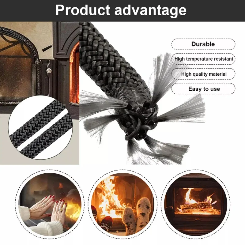 6/8/10/12mm x 2M Wood Stove Gasket Fireplace Sealing Rope Fireproof Fiberglass Log Burner Door Seal for Chimneys Boiler